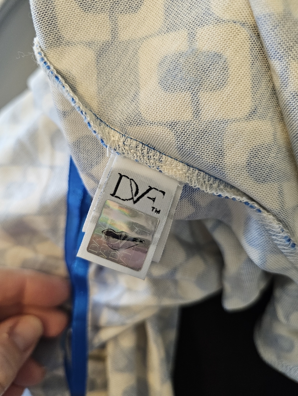 Diane Von Furstenberg Blue & White Geometric Wrap Dress - Picture 5 of 7